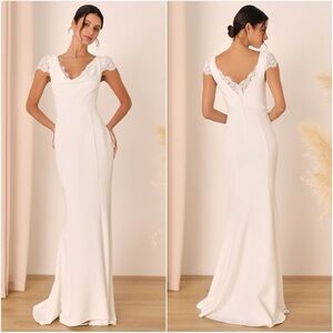 Lulu's Elegant White Lace Wedding Dress